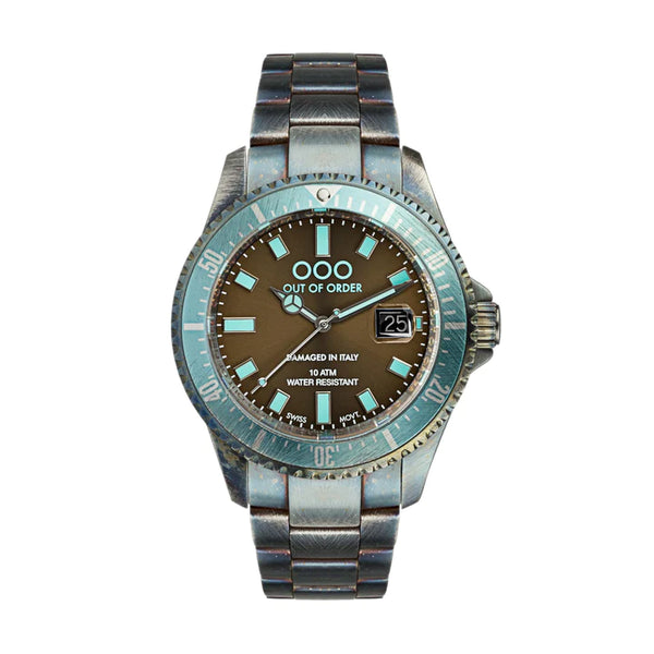 TURQOISE CASANOVA WATCH BY OUT OF ORDER - 44MM, SAPPHIRE CRYSTAL, STAINLESS STEEL