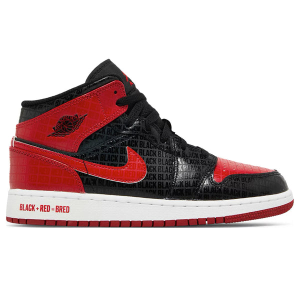 AIR JORDAN 1 MID SS GS ‘BLACK + RED = BRED’