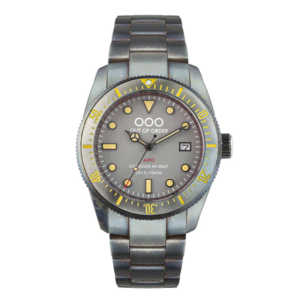 GREY AUTO 2.0 WATCH BY OUT OF ORDER- 44MM, SAPPHIRE CRYSTAL. STAINLESS STEEL
