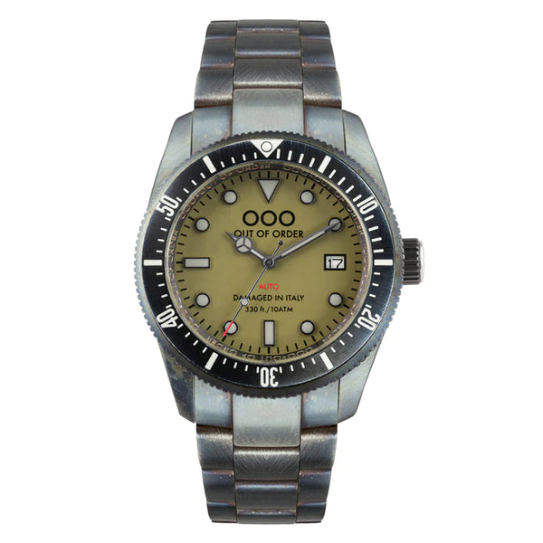GREEN AUTO 2.0 WATCH BY OUT OF ORDER- 44MM, SAPPHIRE CRYSTAL, STAINLESS STEEL