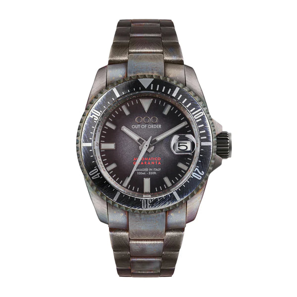BLACK AUTOMATICO QUARANTA WATCH BY OUT OF ORDER - 40MM, SAPPHIRE CRYSTAL, STAINLESS STEEL