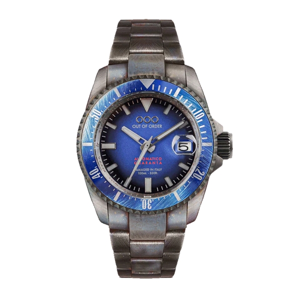 BLUE AUTOMATICO QUARANTA WATCH BY OUT OF ORDER - 40MM, SAPPHIRE CRYSTAL, STAINLESS STEEL