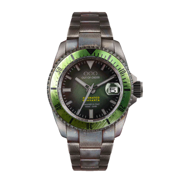GREEN AUTOMATICO QUARANTA WATCH BY OUT OF ORDER - 40MM, SAPPHIRE CRYSTAL, STAINLESS STEEL